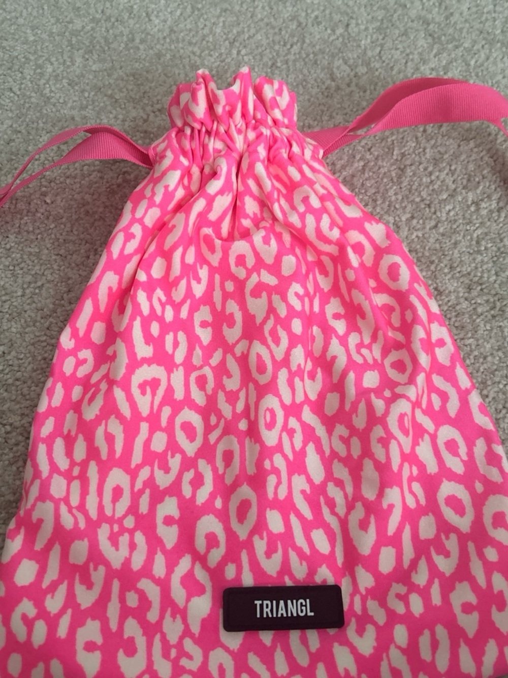 triangl swimwear Pink Leopard Drawstring Accessory Bag